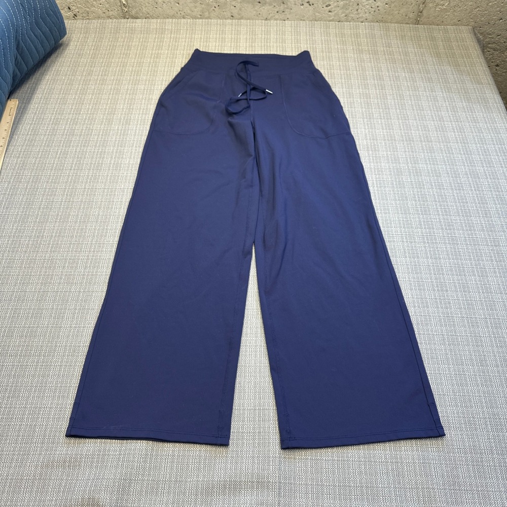G4Free Wide Leg Yoga Pants Small Blue High Waist Drawstring Pockets